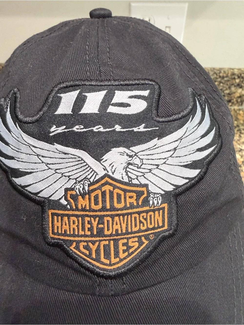Harley-Davidson Black Cap with 115 Years Winged Patch